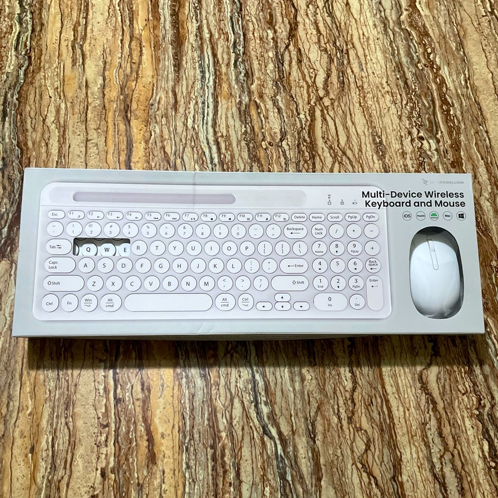 Multi-Device Wireless Keyboard and Mouse Compatible with iOS Android Mac Windows